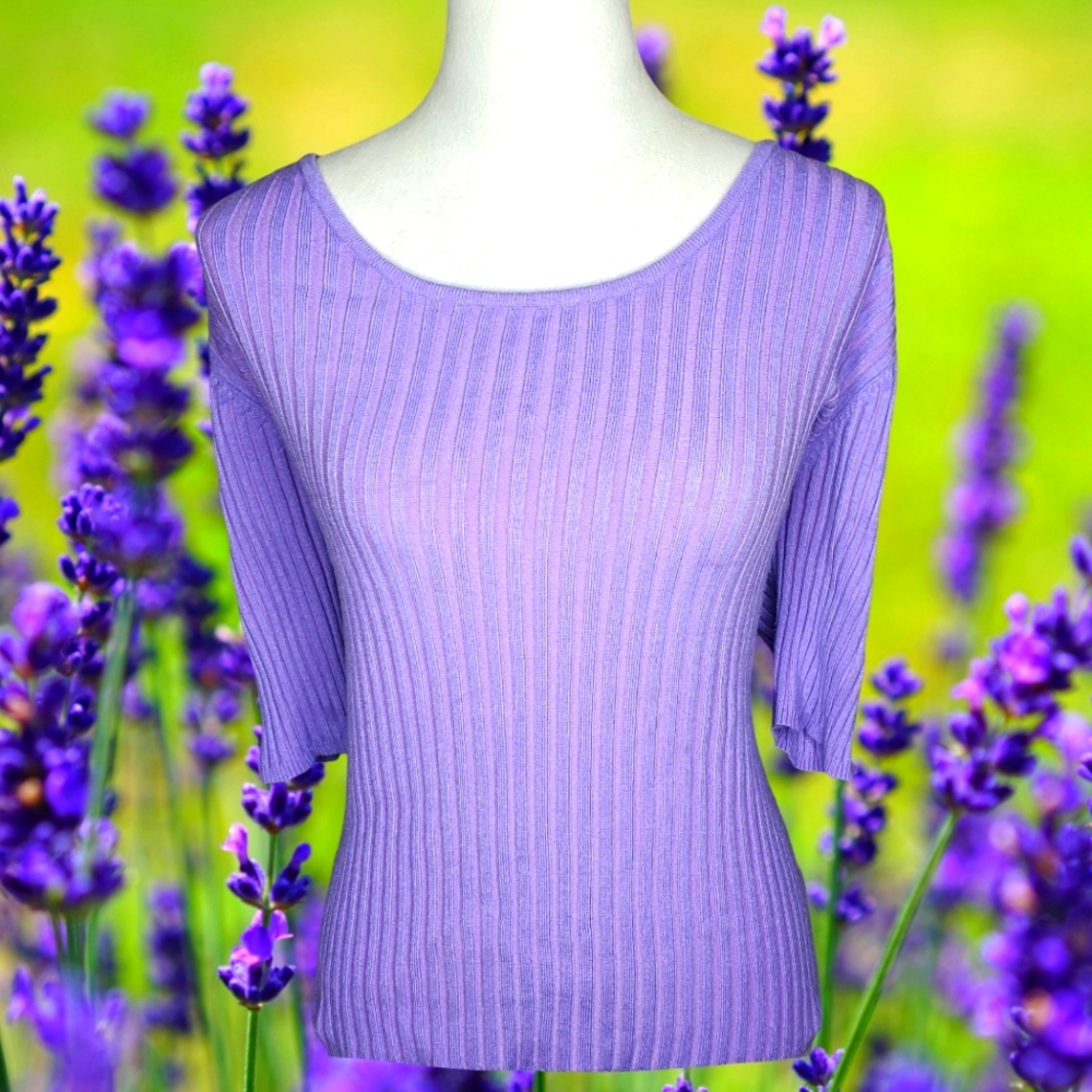 George Lilac Rib Knit Top